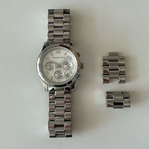 Women’s Michael Kors Oversized Slim Runway Silver-Tone Watch